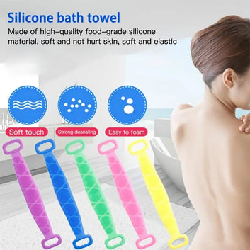 oft and Skin-friendly Double-Sided Silicone Bath Scrub Towel for Mud and Ash Removal with Body Massage